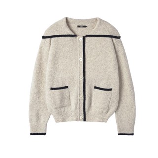 Sailor Merino-WOOL Knit Jacket (cardigan) Oatmeal / Navy / Camel Beige / Pistachio green