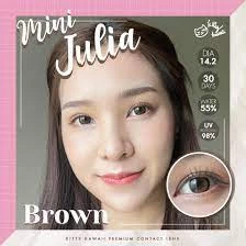 💟 Kitty Kawaii ลายใหม่ mini Julia brown light gray สายตา -00 ถึง -1000 Contactlens คอนแทคเลนส์ บิ๊กอาย