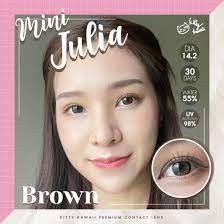 💟 Kitty Kawaii ลายใหม่ mini Julia brown gray สายตา -00 ถึง -1000 Contactlens คอนแทคเลนส์ บิ๊กอาย