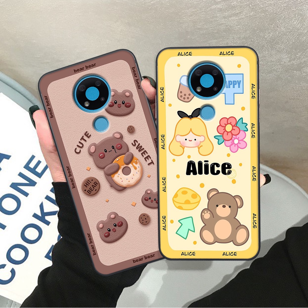 เคส NOKIA 3.4 / 8210 4G พิมพ์ลาย Brown - Pink Bear, Be@rick Bear, CUTEสุดๆ, CUTE