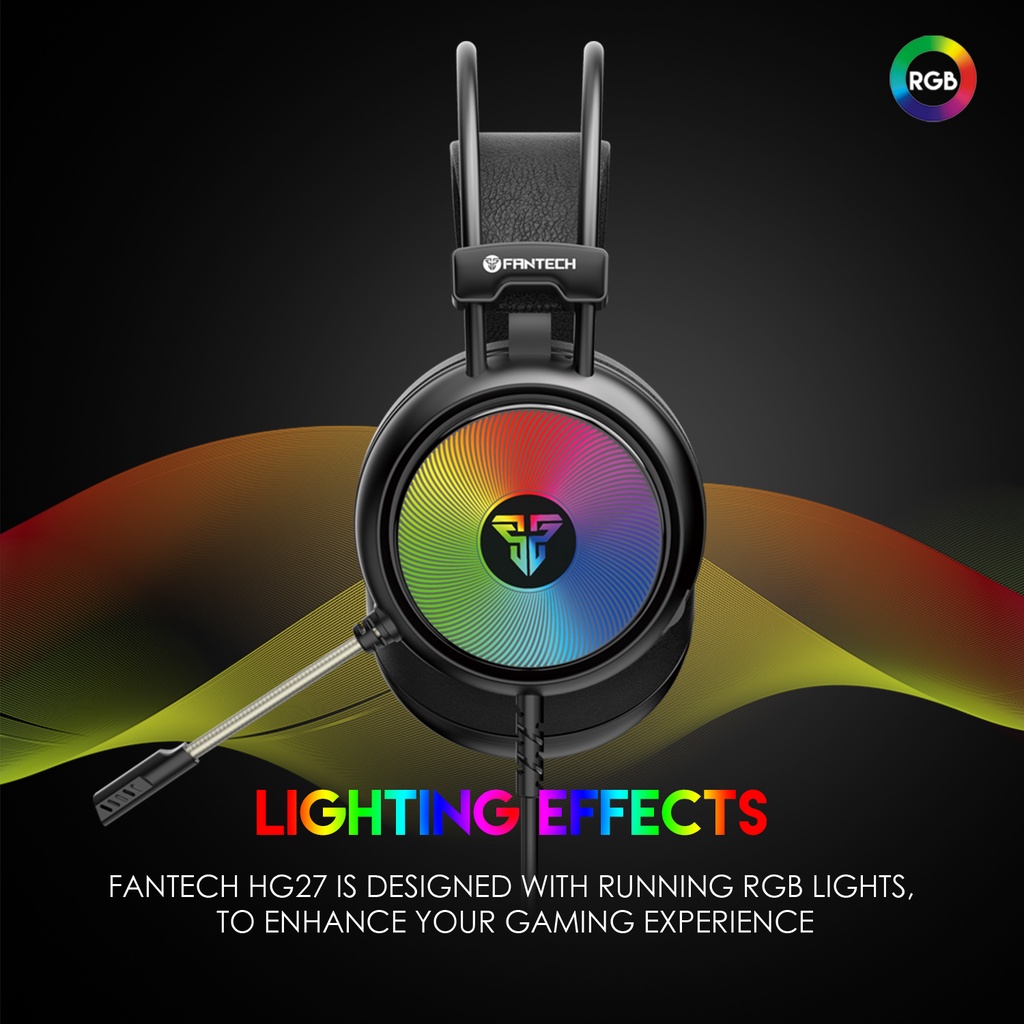 FANTECH รุ่น HG27 TWISTER Gaming Headset ระบบ 7.1 หูฟังเกมมิ่ง แฟนเทค หูฟัง gaming มีไมโครโฟน ไฟ RGB รอบหูฟัง  สำหรับเกม