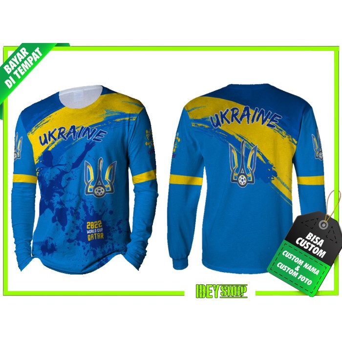 เสื้อยืดแขนยาว พิมพ์ลาย World Cup Jersey Ukraine Fullprint 2022