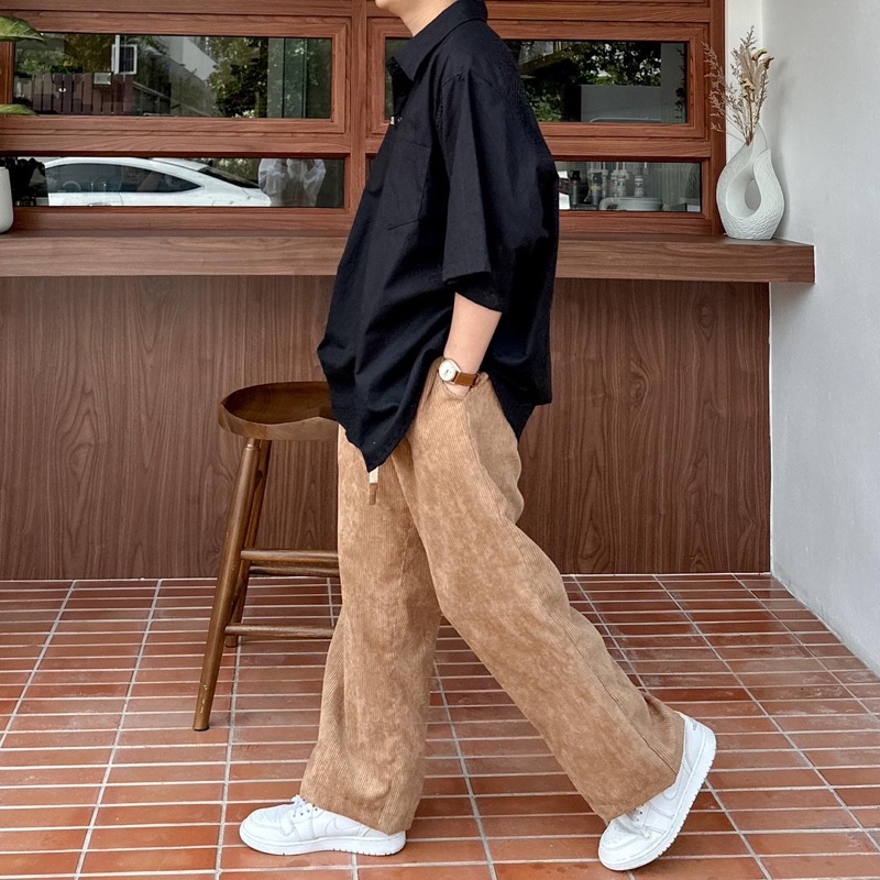 fitment teddy corduroy กางเกงลูกฟูกสีน้ำตาล