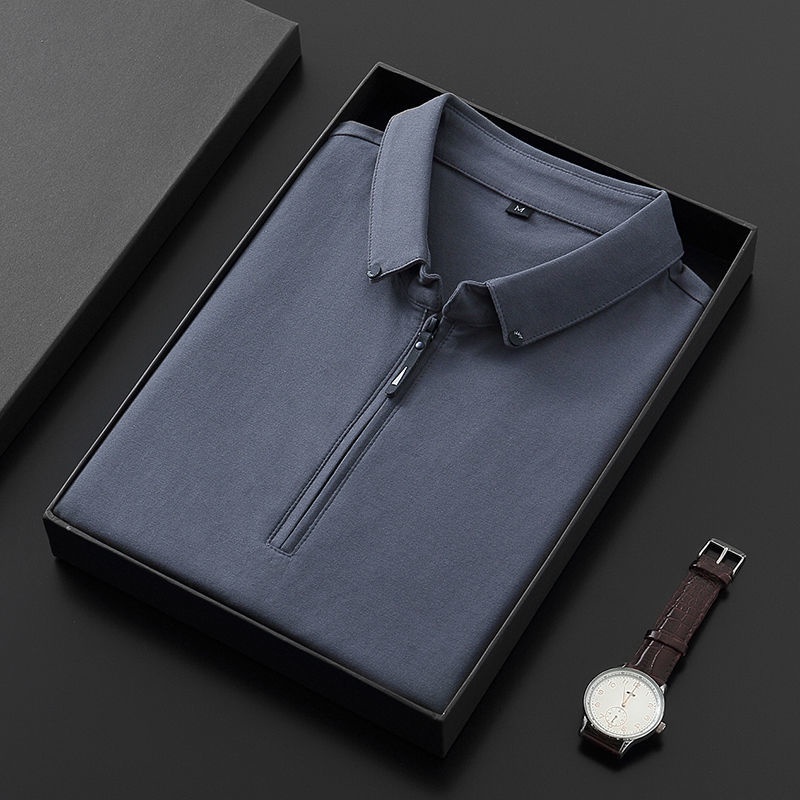 BCotton polo shirt short-sleeved men's summer 2022 new half-sleeve top loose white lapel t-shirt #1