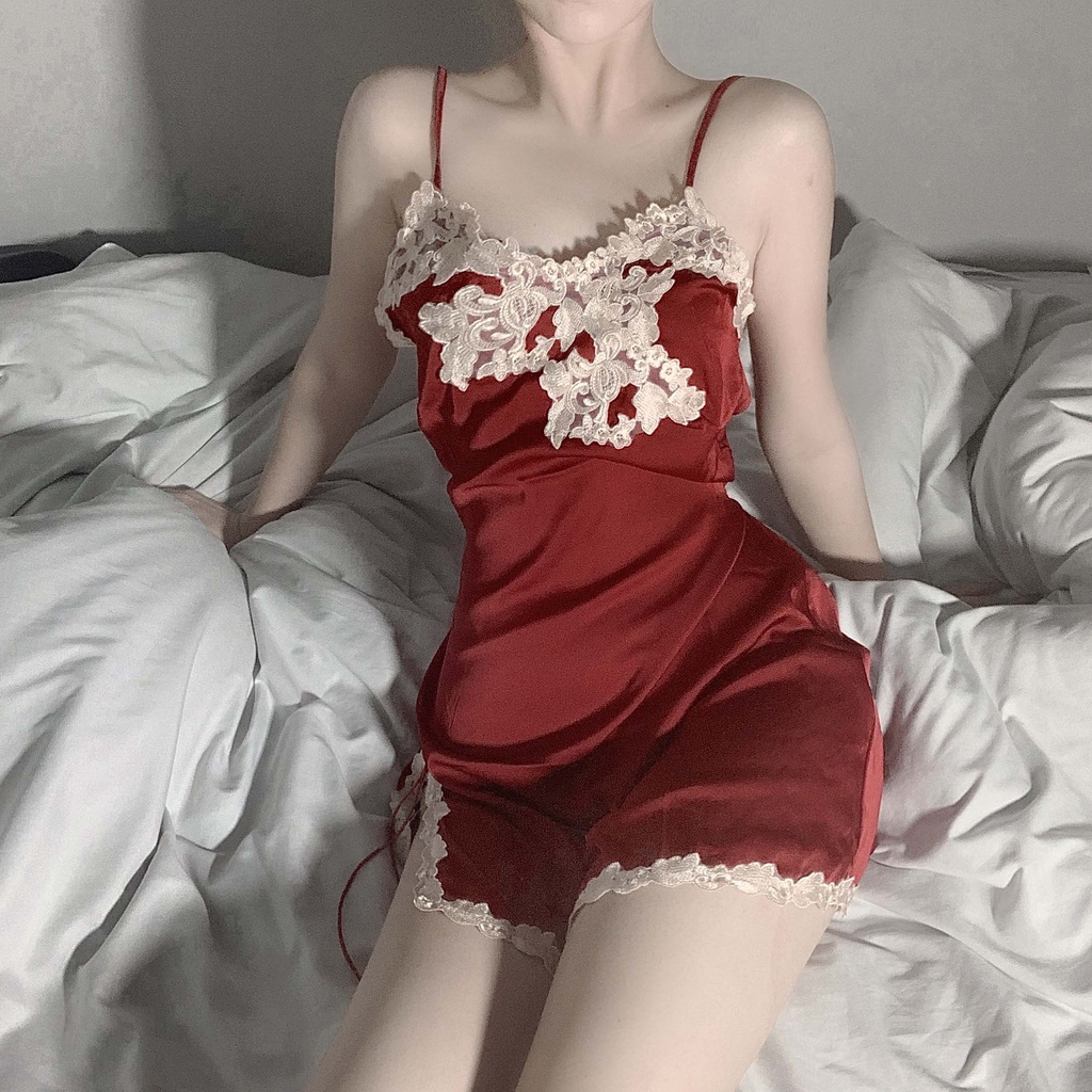 Sexy Girl ชุดลูกไม้เซ็กซี่ ชุดนอนเซ็กซี่ เนื้อเนียน คุณภาพสูง สายสะพายปรับได้（H1014） - รูปที่ 4