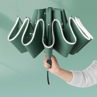 Automatic Umbrella Reverse Folding Business Umbrella With Reflective Strips Umbrellas Rain For Men Women Windproof Male