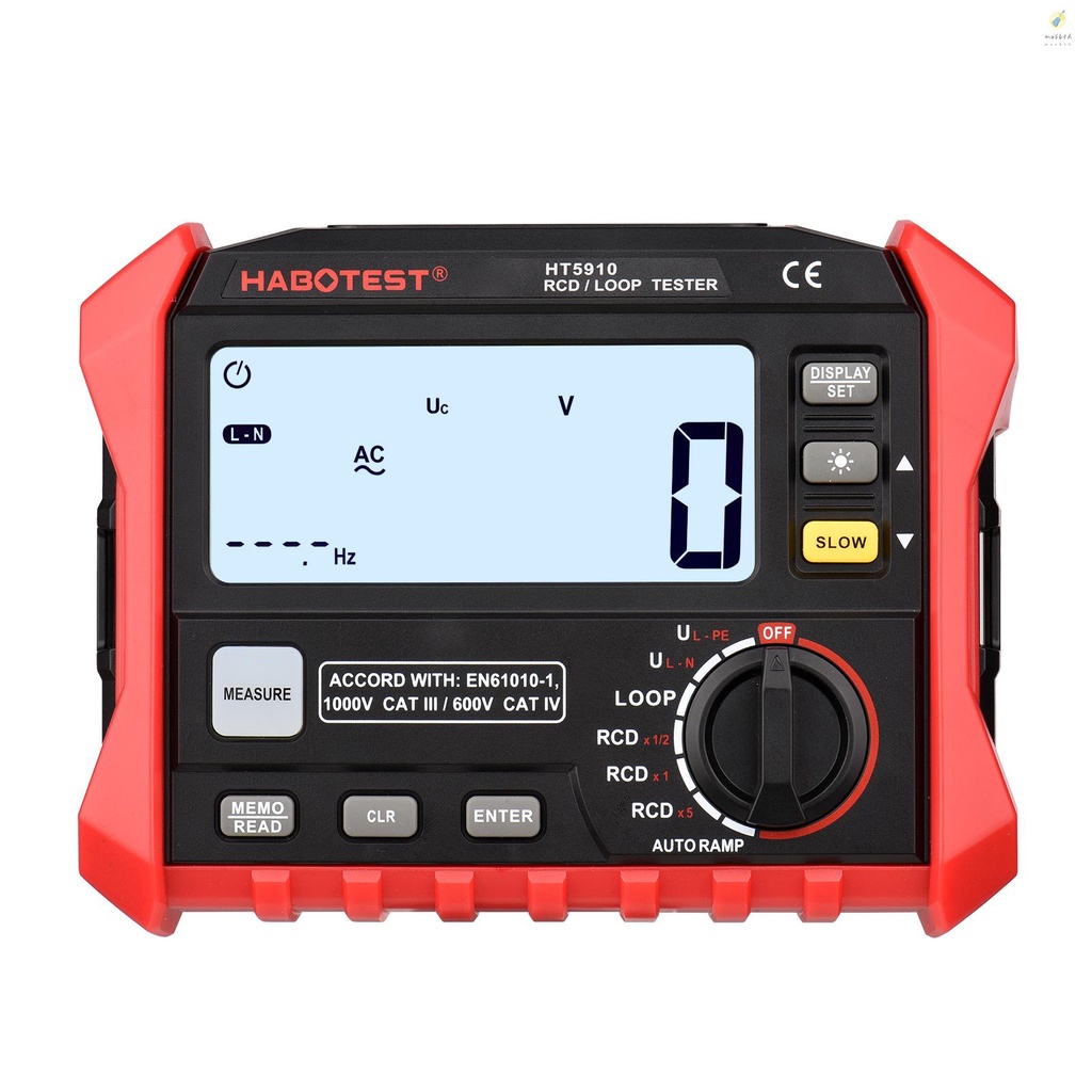 HABOTEST HT5910 4.7-inch LCD Digital Resistance Meter Leakage Switch Tester RCD/Loop Tester 1000 Data Storage Megohmmeter Voltmeter with Backlight
