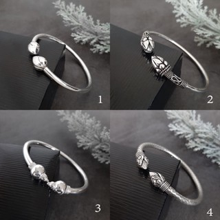 กำไลเงินแท้ หัวบัว หลากหลายแบบ 925 Sterling Silver bangle (sbgmix05)