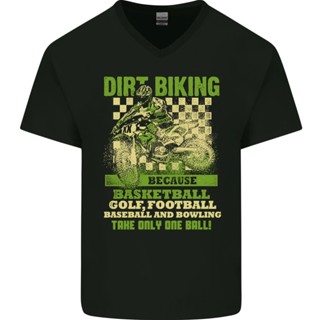 มาใหม่ เสื้อยืดลําลอง ผ้าฝ้าย แขนสั้น คอวี พิมพ์ลาย Dirt Biking 2 Balls สําหรับผู้ชาย เหมาะกับการขี่รถมอเตอร์ไซค์วิบาก