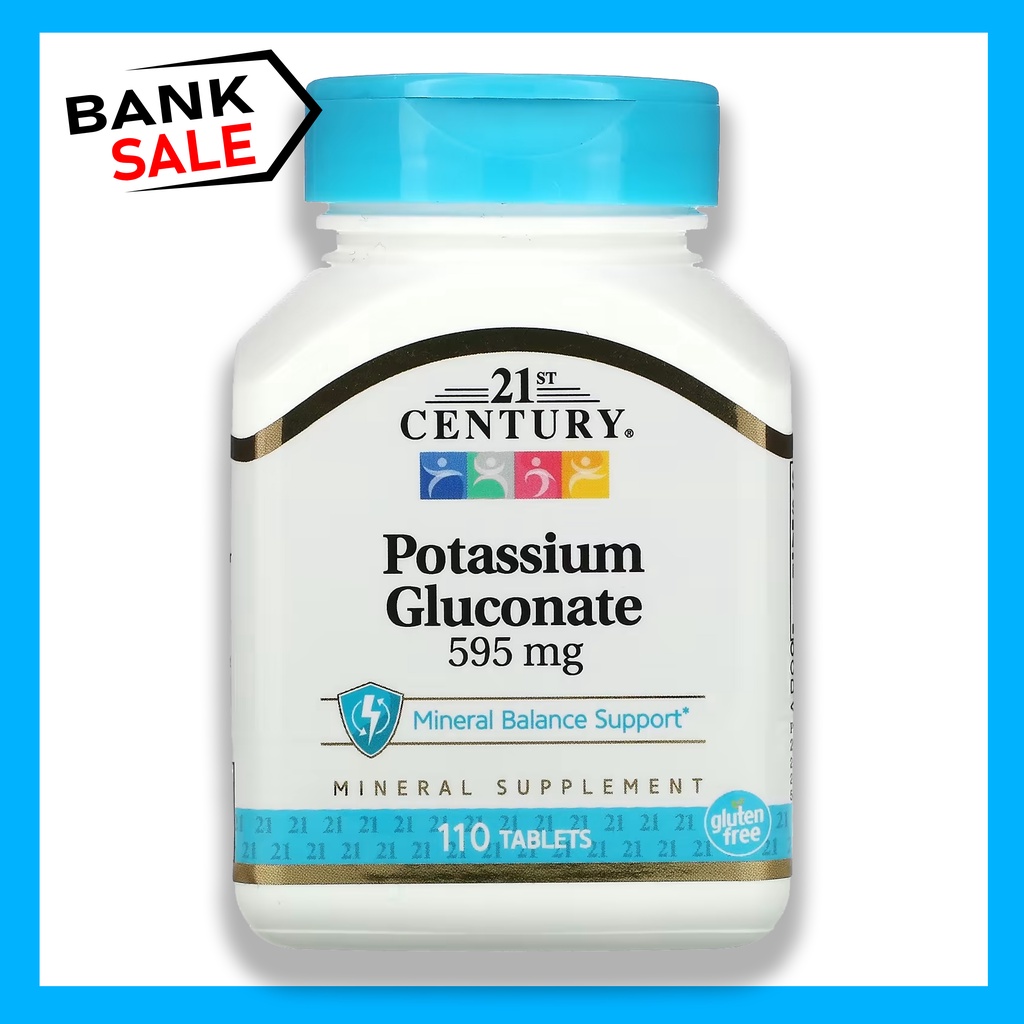 📢พร้อมส่ง 🔔  21st Century Potassium Gluconate, 595 mg, 110 Tablets
