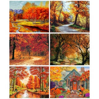 Ruopoty ภาพวาดสีน้ํามัน ตามตัวเลข รูปต้นไม้ 60x75 ซม. 50x65 ซม. 40x50 ซม. สําหรับตกแต่งผนังบ้าน ห้องนั่งเล่น DIY