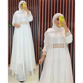 ชุดเดรส Salsa DRESS M L XL | Gamis (ไม่รวม HIJAB) ชุดเดรสลูกไม้ สีขาว MAXI DRESS นําเข้าจากมุสลิม สําหรับผู้หญิง