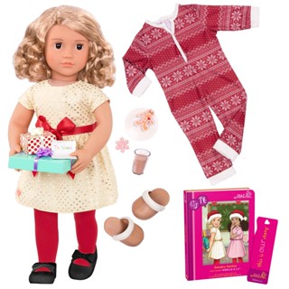 Our Generation DELUXE DOLL W/ DRESS &amp; RED BOW W/ BOOK – NOELLE BD31250AZ