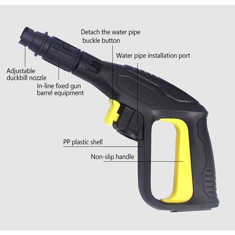ช่างล้างรถ อะไหล่ ปืนฉีดน้ำแรงดันสูง (แบบสั้น) พร้อมหัวฉีดปรับแรงดันน้ำ 3 ระดับ ปืนฉีดน้ำ เครื่องฉีดน้ำแรงดันสูง ปืนฉีดน