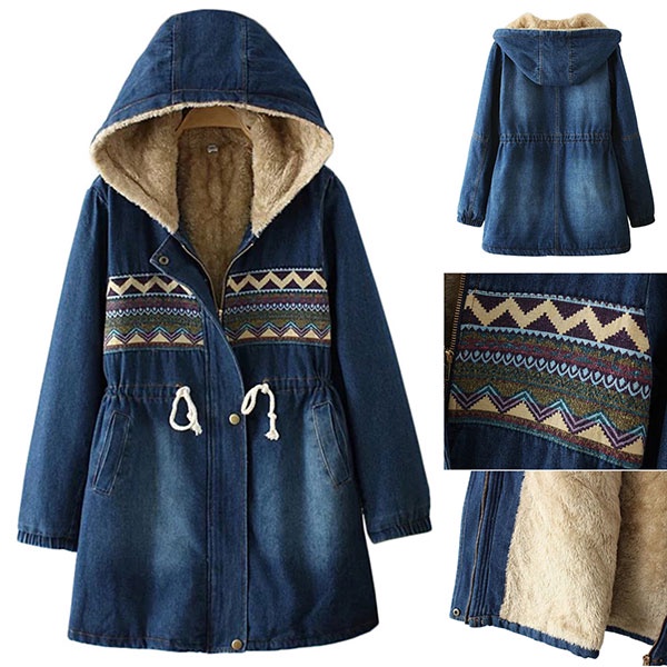 11797LM เสื้อโค้ทยีนส์กันหนาวใส่ติดลบได้ มีฮู้ด ซับผ้าขนนุ่ม