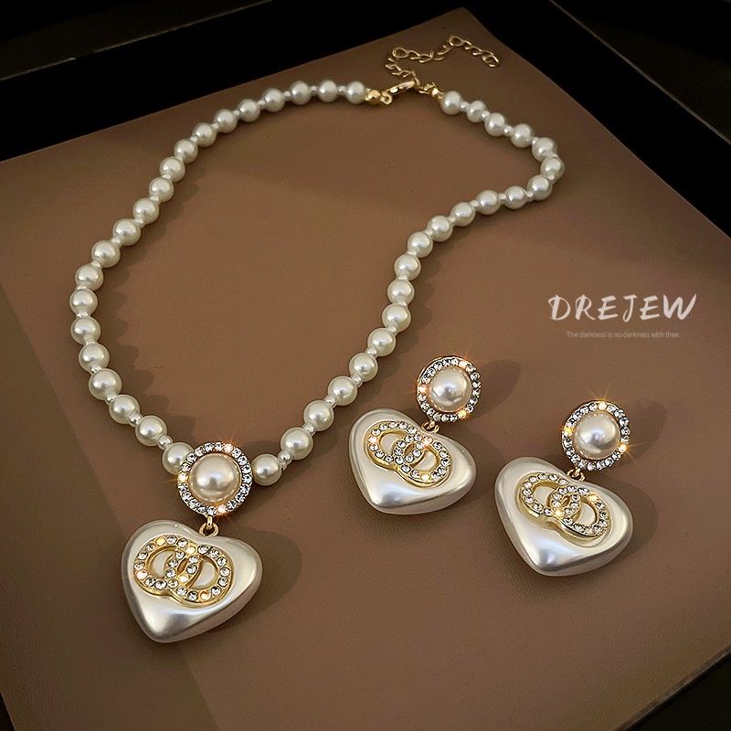 Drejew ต่างหูเข็มเงิน 925 ประดับมุก ทรงกลม สองชั้น หรูหรา สไตล์ฝรั่งเศส สําหรับผู้หญิง