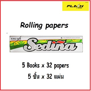 กระดาษโรล Sedina White K/Size Slim 420 rice rolling papers, 5 books x 32 papers, 5 ชิ้น มี 32 แผ่น FAST DELIVERY