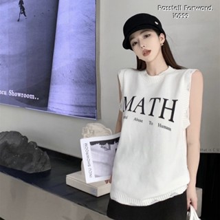 🇰🇷New🇰🇷  Korea math2pcs cardigan set Set2ชิ้น เสื้อคาดิแกนผ้าทอเนื้อดี มาพร้อมเสื้อไหมพรมแขนกุดลายตัวอักษรภาษาอังกฤษ