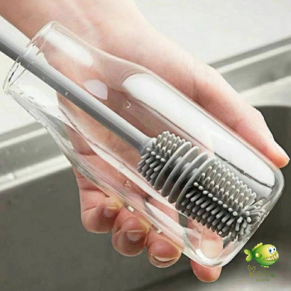 YOYO แปรงล้างขวด ซิลิโคน แปรงล้างขวดด้าม ยาว 32 cm อุปกรณ์ล้างขวดนม พร้อมส่ง Bottle brush