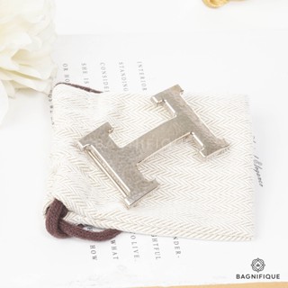 HERMES Buckle H Martelee silver