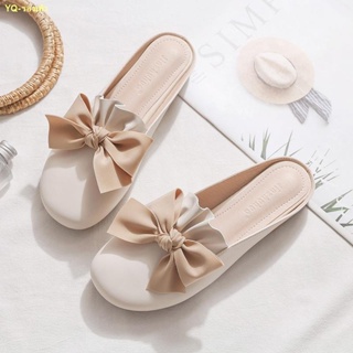 💥สินค้าเฉพาะจุด💥2022 New Girls  Heart No Heel Bow Knot Baotou Half Sandals Women s Flat Outerwear