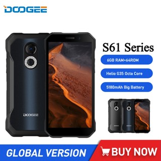 DOOGEE S61 Android 12 Rugged Smartphone 6GB+64GB Octa Core Mobile Phone 6.0 Inch Helio G35 Cellphone 20MP Night Vision 5180mAh