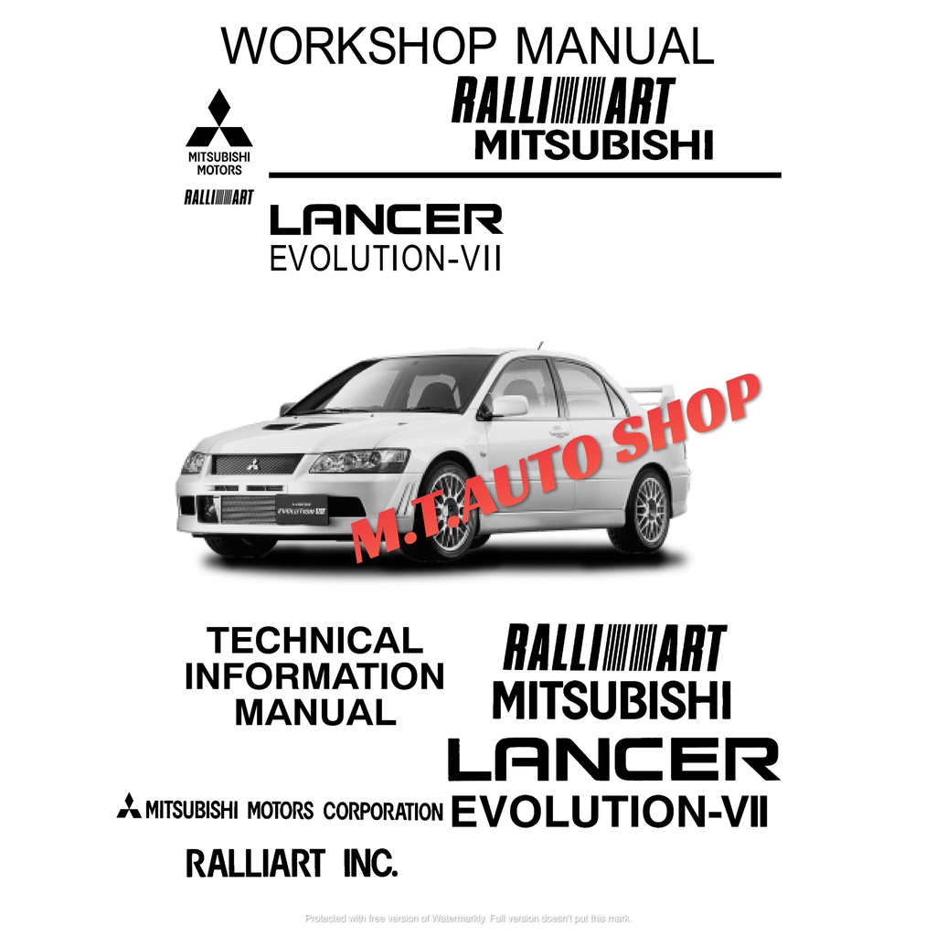 คู่มือซ่อมรถ mitsubishi lancer evolution VII Sevice Manual ครบทุกระบบ 1644 หน้า Engine /Wiring Diagr