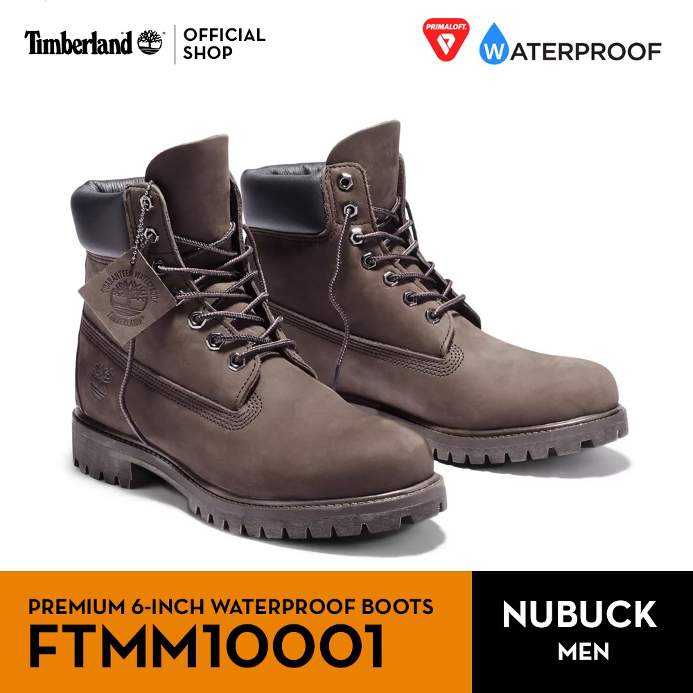 Timberland Men's Boots Nubuck 6 Inch Premium Waterproof Dark Chocolate รองเท้าบูทชาย (FTMM10001)