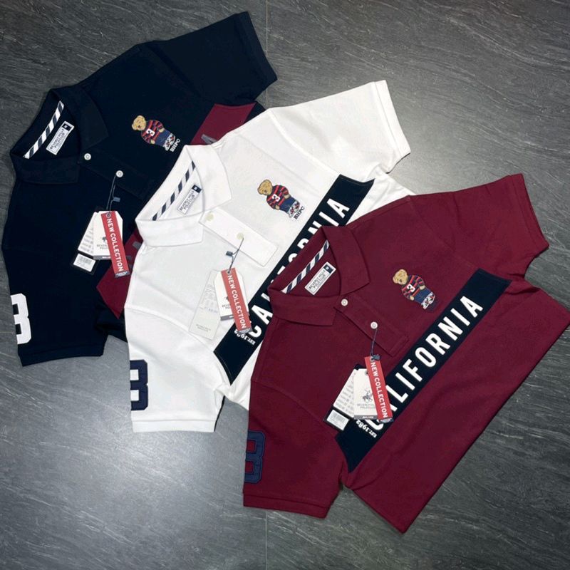 T1 เสื้อคอปกแขนสั้น Beverly Hills Polo Club ลายหมี ลายใหม่ล่าสุด ใส่ได้หญิงชาย