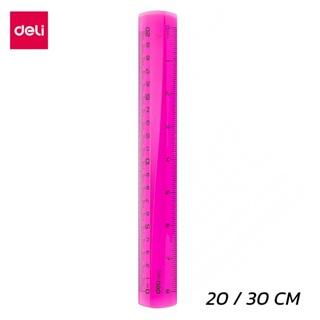 Deli ไม้บรรทัด ไม้บรรทัดพลาสติก 1 ชิ้น 20cm 30cm Rulers ขนาดเล็กพกพาสะดวก 3 สี สีสดใส อุปกรณ์การเรียน