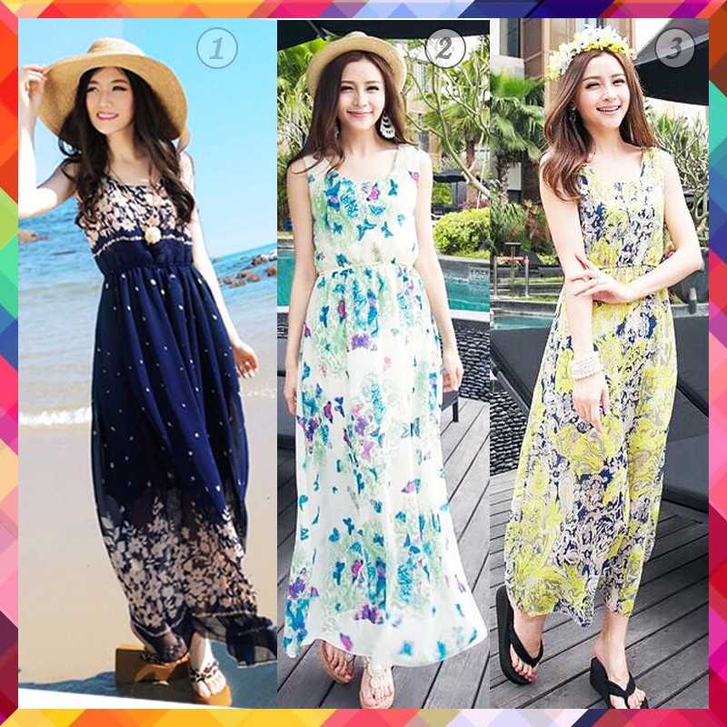 กระโปรงยาว เกาหลี มีซับใน ผ้าชีฟองใส่สบาย เหมาะเที่ยวทะเล กระโปรง4 - กระโปรงทะเล