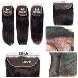 แฮร์พีช วิกผมแท้ทอมือตาข่าย แผ่นปิดบาง ย้อมสีได้ 4×4 5×5 6×6 7×7 13×4 13×6 Human Hair Lace Closure