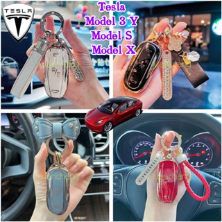 ใหม่ เคสรีโมตกุญแจรถยนต์ TPU ขอบทอง อุปกรณ์เสริม สําหรับ Tesla Model 3 Y Model S Model X