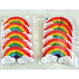 พร้อมส่ง‼️สายรุ้งถักไหมพรม สายรุ้งถักโครเชต์มีก้อนเมฆ Rainbow crochet ชิ้นงานตกแต่ง🌈  ขนาด 6 cm.