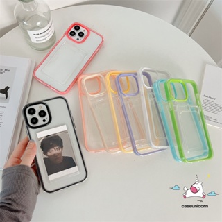 เคสโทรศัพท์มือถือแบบนิ่ม ใส กันกระแทก พร้อมช่องใส่บัตร สีหวาน 3-in-1 สําหรับ iPhone 11 13 12 14 Pro MAX XR 7 8 6 6S Plus X XS MAX SE 2020