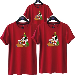 เสื้อยืดผ้าฝ้าย เสื้อยืดคริสต์มาสChristmas T-Shirt / MICKEY Tree A / FAMILY TSHIRT / MERRY CHRISTMAS T-Shirt / CHRISTMAS