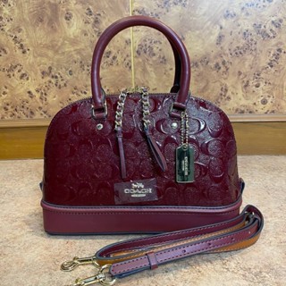 Coach MINI SIERRA SATCHEL IN SIGNATURE DEBOSSED PATENT LEATHER (COACH F55450)