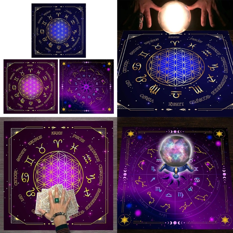 KIN 19x19in Flannel Tarot ผ้าปูโต๊ะ Rune Divination แท่นบูชา Tarot Patch ตาราง Magician เกมกระดานการ