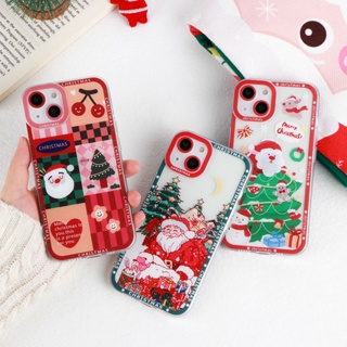 เคสโทรศัพท์มือถือ ซิลิโคนนิ่ม TPU ป้องกันกระแทก ลาย Merry Christmas สีโปร่งใส สําหรับ IPhone 14 13 12 11 Pro XS X MAX XR 6S 7 8 Plus Mini