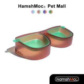 Hamshmoc 3 in 1 ชามคู่ ถอดออกได้ สําหรับสัตว์เลี้ยง สุนัข แมว 15° จานใส่อาหารแมว ชามให้อาหาร แบบไม่หก