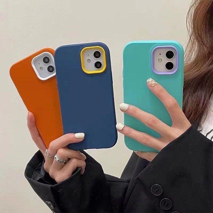 2 In 1 เคสโทรศัพท์มือถือ ซิลิโคนเหลว หนา กันกระแทก สีแคนดี้ สําหรับ iPhone 14 11 12 13 Pro Max 7 8 Plus X XS Max SE