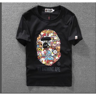 Bape เสื้อยืดแขนสั้น ผ้าฝ้าย พิมพ์ลาย แฟชั่นสําหรับผู้ชาย และผู้หญิง