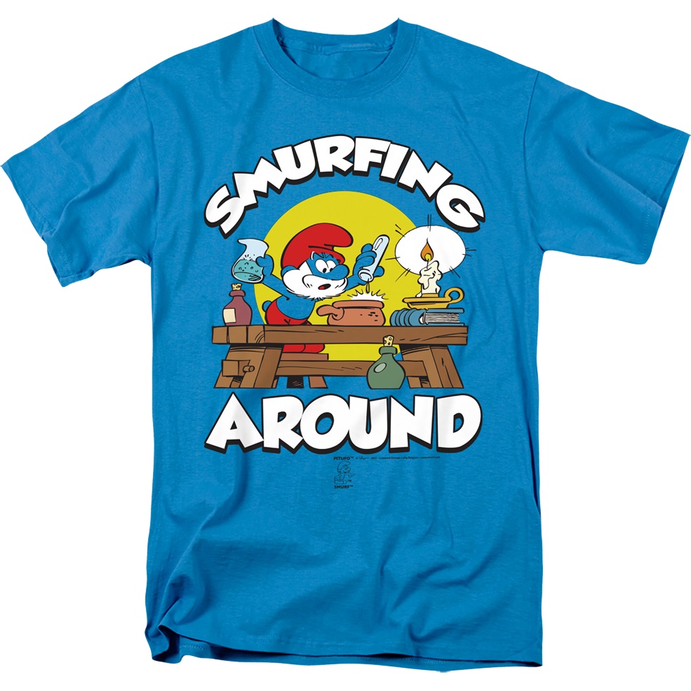 Smurfing Around Smurfs T-Shirt เสื้อยืดแฟชั่น เสื้อยืดผู้หญิง