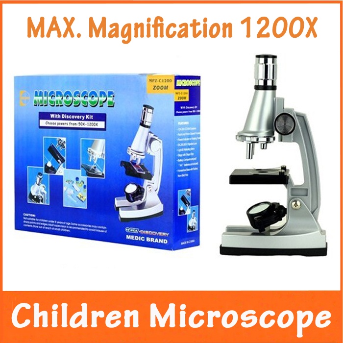 A10x-20x Zoom Eyepiece LED Light 1200x Magnification Children Microscope with Illuminated Lamp and Reflecting Mirrorfor 