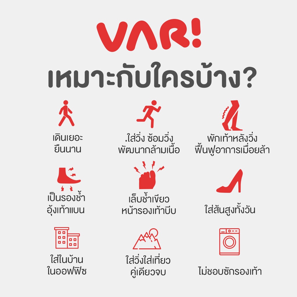 VARI-V รองเท้าแตะ เพื่อฟื้นฟูสุขภาพเท้า ลดอาการรองช้ำ นุ่มใส่สบาย (Packaging plastic bag)
