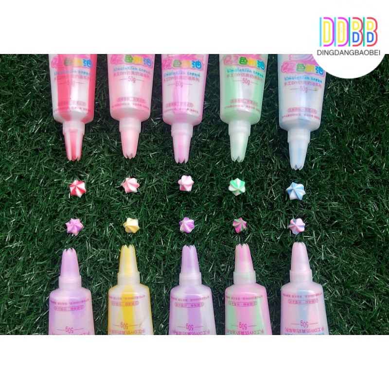 ครีมเจลเลียนแบบ สองสี แฮนด์เมด DIY ขนาด 50 กรัม เป็นมิตรกับสิ่งแวดล้อม สําหรับตกแต่งเคสโทรศัพท์มือถือ ของขวัญเด็ก