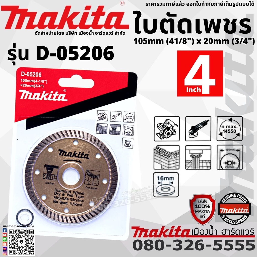 MAKITA ใบตัดปูน ไม่มีฟัน 4นิ้ว รุ่น D-05206