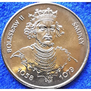 เหรียญ​โปแลนด์​ Poland, 50​ Zlotych, (ที่ระลึก​ Bolestaw II Smiaty), กึ่งใหม่, #2403T