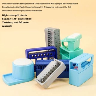 Dental Endo Measuring Block Endodontic File Holder Ruler Stand Cleaning Foam File Drills Block Holder With Sponges Base Autoclavable