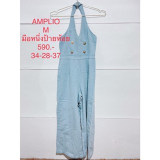 จั๊มสูทขายาว สียีนส์อ่อน AMPLIO SIZE M มือหนึ่งป้ายห้อย